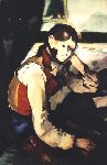 Le jeune homme au gilet rouge  ( huile sur toile )  D'aprs Paul Czanne