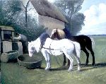 L'abreuvoir    ( huile sur toile )  D'aprs Buneau